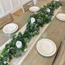 CQURE 4Pcs Eucalyptus Garland,Artificial Eucalyptus Leaves Table Greenery Garland Wreath Vines for Wedding Party Table Fireplace Bedroom Wall Room Decor