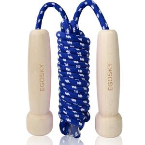 Jump Rope for Women Men Kids, EGOSKY Adjustable Wooden Handle Skipping Rope for Adult Boys Girls Fitness Exercise Outdoor Activity (Blue)