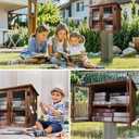 WONFUlity Library Box Outdoor,Free Library Box Little Outdoor Book Storage,Wood Cabinet for DIY Neighborhood Community School Sharing Books, Literature, Newspapers, Food, Art (brown, 22x20x18.5)