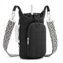 WOOMADA Water Bottle Holder Bag with Strap, 40/32 oz Crossbody Bag Gym Accessories, Sling Purses for Women(Black)
