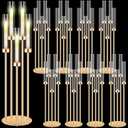 Tandefio 8 Pcs Acrylic Candelabra Centerpieces 35" Tall Clear Candle Holders Pillar Taper Candlestick with Lampshades 5 Arm Floor Candelabra Stand for Wedding Christmas Ceremony Dinner Party