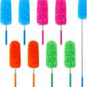 Tanlade 8 Pcs Microfiber Feather Duster for Cleaning 13-31 Inch Extendable Cobweb Dusters Ceiling Fan Duster Washable Bendable Tool for Office Car Window Furniture (Stylish Color)