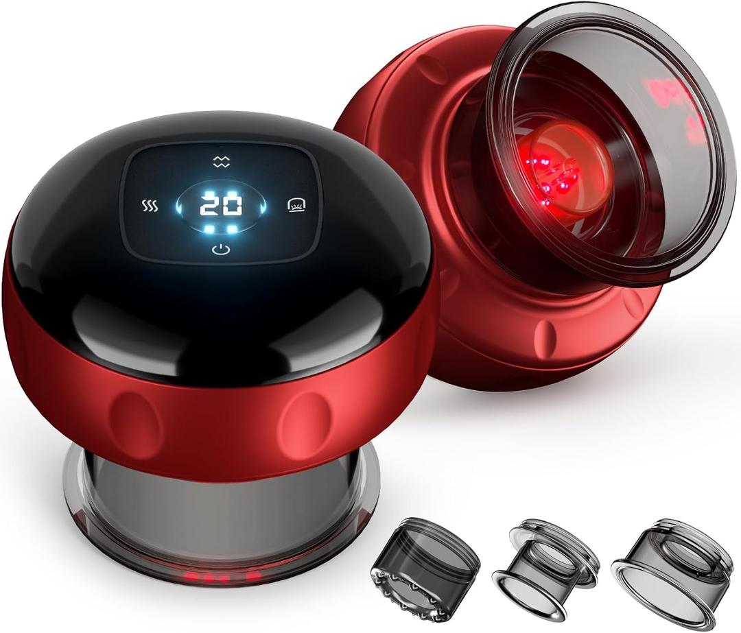 Cakoutanb 2 Pack Smart Cupping Therapy Massager, 7 in 1 Red Light Cupping Therapy Set with 2 Modes for Targeted Pain Relief, Muscle Soreness, Tighter Skin, Cupping Kit with 12 Levels Suction and Heat