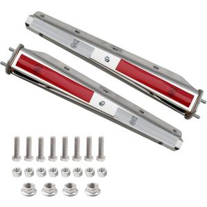 2 Pack Stainless Steel Heavy Duty Straight Spring Loaded Mud Flap Hanger Bracket Mudflap Holder Set for Semi Trucks 2.5" Bolt Spacing 29.5" Length with Reflective Tapes (2-1/2 Inch)