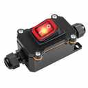 IP67 Waterproof Inline Switch with Red Light Rocker Button, On Off Toggle Switch for AC/DC 20A-125V,16A-240V DPST, Two-Side Entry & Exit Line (AC 110-240V)