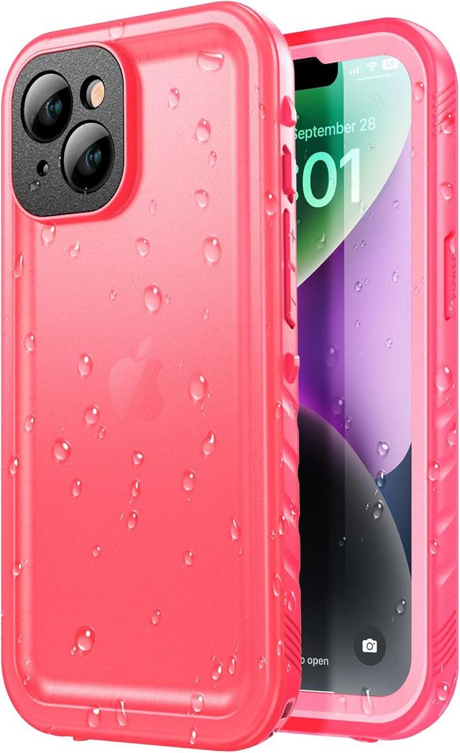 SPORTLINK Design for iPhone 14 Waterproof Case - Shockproof Dustproof Phone Case with Screen Protector for iPhone 14, Full Body Protective Case for iPhone 14 Cover 6.1'' Pink