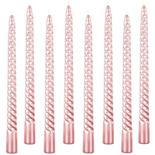 Kemladio 8 pcs 10 inch Taper Candles,Burning Unscented Tapered 7.5 hrs,Fancy Dinner,Tall Candle Sticks, Halloween Party Decorations (8pcs, Pink)