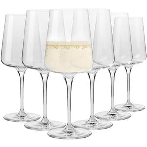 Krosno White and Sparkling Wine Glasses, 6 piece set, 13.52 oz, Infinity Collection, Elegant, Crystal Glass, Lead-free Glass, Dishwasher Safe, Made in Europe