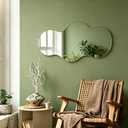 Irregular Wall Mirror,36x20 inch Gold Asymmetrical Mirror, Wall Mounted Mirrors Decorative, Modern Mirror for Bathroom Bedroom Living Room Entryway, Cloud Frameless