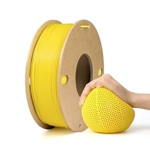 Lotactree Yellow TPU Filament 1.75mm 250g (0.55lb), 95A Flexible Filament, Rubber-Like 3D Printer Filament, High Elasticity TPU Filament, +/-0.03mm Accuracy