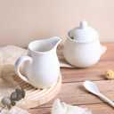 FUYU Ceramic Colorful Creamer and Sugar Set with Lid Spoon, Coffee Serving Set