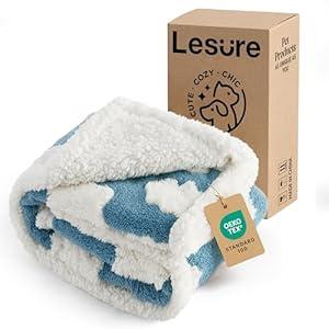 LE SURE Waterproof Puppy Blanket for Small Dogs - Washable Double Sided Dog Blankets with Warm Jacquard Shag and Soft Sherpa Fleece, Pet Cat Blanket for Couch Protection, 3D Textured Cloud, Blue LE SURE Waterproof Puppy Blanket for Small Dogs - Washable Double Sided Dog Blankets with Warm Jacquard Shag and Soft Sherpa Fleece, Pet Cat Blanket for Couch Protection, 3D Textured Cloud, Blue