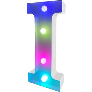 ENSHUI Colorful Light Up Letters Marquee Letter Lights, LED Letters with Lights, Battery Powered Auto Color Changing Lighted Letter Signs for Party, Birthday, Table, Girl's Room, Wall Decoration I