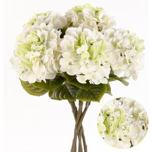 5Pcs Realistic White with Green Hydrangea Artificial Flowers with Stems 24 Inch Lifelike Faux Hydrangeas Flower Large Hydrangea for Weddings Bouquets Table Centerpieces Home Decor Party