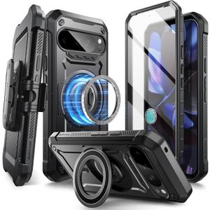 SUPCASE for Google Pixel 9 Pro XL Case with Stand (UBPro Mag), [Support MagSafe] [Built-in Screen Protector & Belt Clip] [Military-Grade Protection] Magnetic Phone Case for Pixel 9 Pro XL, Black