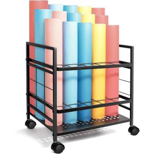 Blueprint Holder with Wheels, 20 Slots Blueprint Storage Rack, Blueprint Storage Cart for Storing Blueprint Map Poster Architectural Plan, Blue Print Storage Organizer for Home, Office, School
