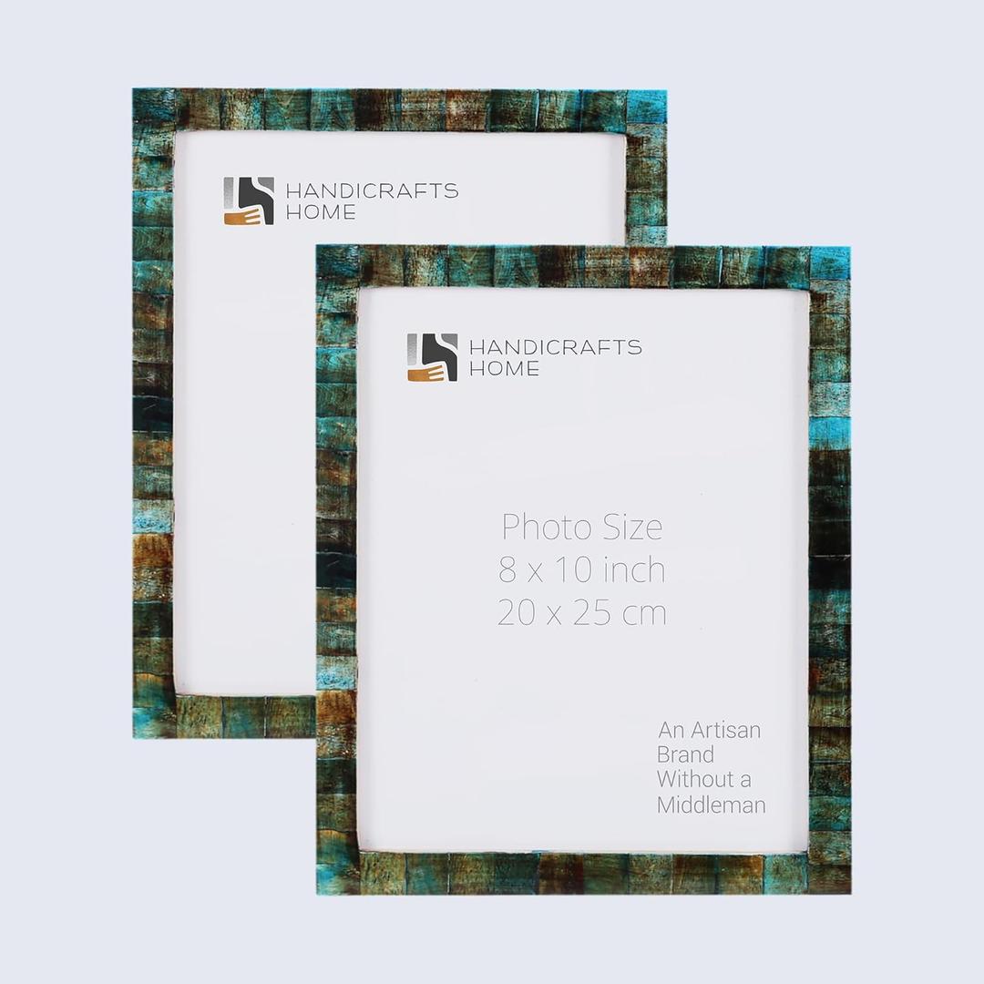Handicrafts Home 8x10 Picture Frames Pack of 2 - Verdigris Collection Handcrafted Photo Frames, Perfect for Wall & Tabletop Display, Ideal Home Decor Gift