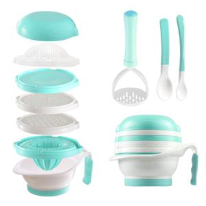 Matyz Versatile Baby Food Maker Set - Toddler Mill with Mash Bowl, Hand Masher, Citrus Juicer, Grater - Making Homemade Baby Food - Fruits and Vegetables Masher - No BPA (Mint Green)