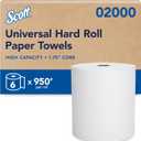 Scott Professional Essential Universal High-Capacity Hard Roll Paper Towels, Bulk (02000), Hardwound 1.75" Core, White, Compact for Easy Storage (6 Rolls at 950' Each, 5,700'/Case)