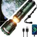 SKYFIRE Flashlights High Lumens, 5000LM Rechargeable Flashlights,LED Flashlight with Camping Lights,Outdoor Super Bright Flashlight Handheld flashlights for Emergency,Camping,Searching,Home,Green