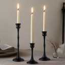 Vintage Metal Candlestick Holders, Set of 3 Black Candle Holders for Candlesticks Antique Taper Candle Stand Candle Sticks Holder for Housewarming Wedding Mantelpiece Table Centerpiece Decor