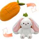 YOUBLEK Bunny Stuffed Animal,Carrot Reversible Cuddle Bunny Plush Doll with Zipper Cute Soft Rabbit Toys Pillow for Kids and Adults Easter Bunnies Plushies Gifts (Carrot, 7.09 inches)