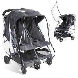 IvyWind Double Stroller Rain Cover, Universal Stroller Cover for Side by Side Baby Stroller, Breathable Weather Shield for All-Weather Protection from Rain/Snow/Dust