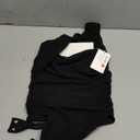 REORIA Womens Sexy One Shoulder Asymmetrical Leopard Print Mesh Ruched Backless Going Out Bodysuits Tops, S, Black