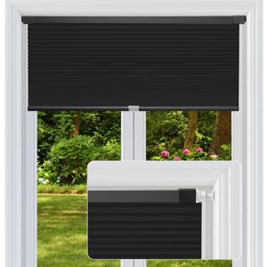 Cordless Cellular Shades, No Drill No Tools Honeycomb Window Blinds, Blackout Light Blocking Cellular Shades for Window, Thermal Insulation Blinds, Easy to Install, Black 30" W x 48" H