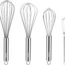 NileHome Stainless Steel Whisk Set 8" 10" 12" Kitchen Whisk Kitchen Wisk Wire Whisks for Cooking, Whisking, Blending, Beating, Stirring-4 Pack
