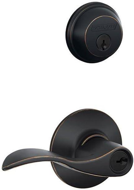 Schlage FB50N V Acc 716 Single Cylinder Deadbolt and Keyed Entry Accent Lever, Aged Bronze (No Size)