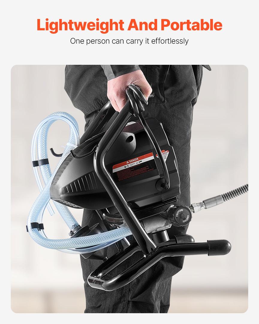 VEVOR 750W Stand Airless Paint Sprayer, 3000PSI High Efficiency Electric Airless Sprayer, Fine and Even Painting Effect, Handheld Paint Sprayers for Home Interior and Exterior Furniture and Fences