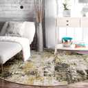 RELEANY Washable Area Rugs 6ft Non-Slip Modern Abstract Soft for Living Room Entryway Bedroom, Print Pattern, Black Brown Neutral