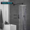 Shower Faucet Set Matte Black Complete Shower System with 8 Inches Rain Shower Head and Handheld Spray Bathroom Rain Shower Faucet Set Rainfall Shower System with Shower ValveRY3-LYQ2-Black
