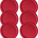 Replacement Lids fits Pyrex 4-Cup Glass Food Storage Container Bowls, 6-Inch Plastic Round Lids Covers for Pyrex 7201-PC, Airtight & Leakproof (6-Pack, Red)
