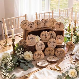 Novabright 30 Pcs 1 to 30 Numbers Rustic Wood Table Numbers Set Wedding Table Number for Wedding Centerpieces Banquet Seating Rustic Party Anniversary Event Decoration