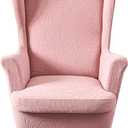 HZDHCLH Wingback Chair Slipcovers 2 Piece,Stretch Spandex Wing Chair,Washable Armchair Protector Cover for Living Room and Bedroom (Pink)