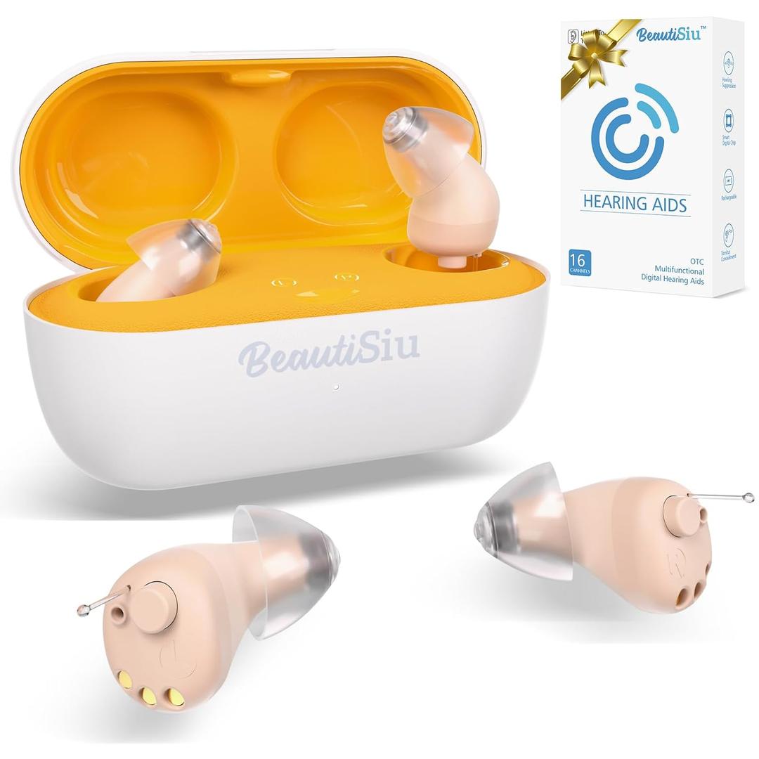 Hearing-Aids  Premium Rechargeable Hearing-Aid for Elder/Senior Hearing Loss with Superior Noise Cancellation, Invisible Hearing Aids with Charging Case, Long Lasting Up to 150hrs