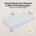 2-Pack Mini Crib Sheets Fitted - 38x26 Pack N Play Sheets for Pack and Play Mattress, Organic Cotton, Soft & Breathable Playard Bedding, Neutral Mini Toddler Bed Cover for Boys, Girls (Cove)