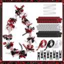 Unittype 6 Sets 2026 Graduation Candy Lei Making Kit DIY Lei Netting Tubing Include 5 ft Mesh Bag 3 Rolls of 98 ft Ribbon 216 Pcs Flower Pieces for Grad Party Supplies(Wine Red, Silver Gray, Black)