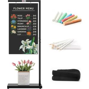 TOWON 20 x 47 Inch Large Chalkboard Sign, Hanging metal chalkboard signs with Metal Base, Pedestal Sandwich Board Sign for Caf, Bar, Bistro, Florist, Wedding, Portable and Double-Sided Sidewalk Signs