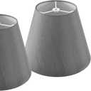 GOSO Gray Lamp Shades Set of 2 Small- 596.4inch(Spider) Drum Lamp Shade Natural Faux Silk Lampshades for Table Lamps Replacement No Assembly Required-Modern Bell