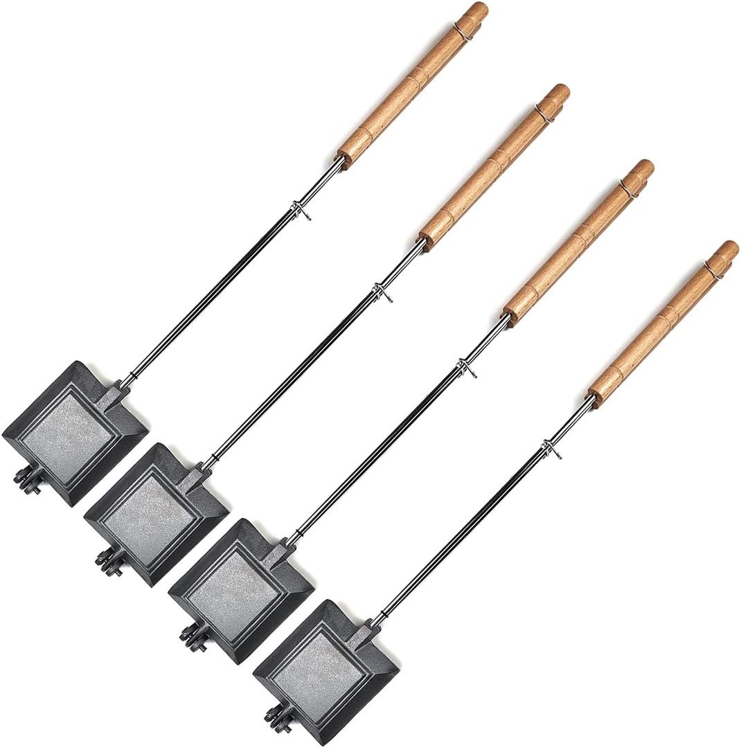 HAWOK Cast Iron Pie-Iron Sandwich Maker with Detachable Handle set of 4