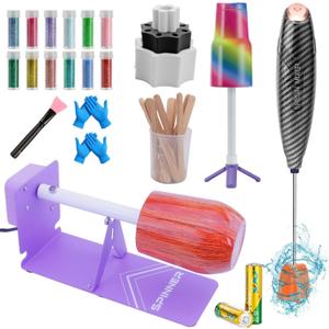 HXH Cup Turner for Crafts Tumbler,Tumbler Cup Spinner,Glitter Powder,Epoxy Resin kit for Tumblers for Beginners with Foam