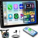 [8-Core 4+64GB ] 10.1inch Android 15 Double Din Car Stereo, Hikity Qualcomm Touchscreen Car Radio Wireless Carplay Android Auto with GPS Bluetooth 5G WiFi Backup Cam DSP/FM/RDS SWC Mic