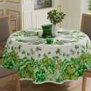 XCHI Watercolor Dots Green Shamrocks Clovers St. Patrick's Day Tablecloth Round Table Cloth Washable Table Covers for Indoor Dining Home Party Decorations 60x60 Inch