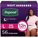 Depend Night Defense Adult Incontinence & Postpartum Bladder Leak Underwear for Women, Disposable, Overnight, Large, Blush, 56 Count (4 Packs of 14), Packaging May Vary