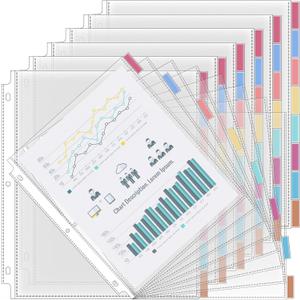 ReliThick 6 Set of 48 Pack Clear Sheet Protectors for 3 Ring Binder with 8 Tab Divider, Letter Size 8.5 x 11 Inch Plastic Sleeves Page Protector for Documents Photos School Office Home Organization