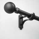 ROTHLEY Heavy Duty Curtain Rods for Windows 66 to 120 Inch Long Drapery Rods with Adjustable Length 1 Inch Diameter Black Decorative Curtain Pole For Living Room With Klick Fit Brackets-Orb Finial