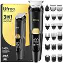 Ufree 3-in-1 Beard Trimmer for Men, IPX6 Waterproof Electric Razor Shaver, Hair Mustache Body Nose Trimmer, Type-C Clippers Husband Father boy Grooming Kit, Birthday Gifts for Men Dad
